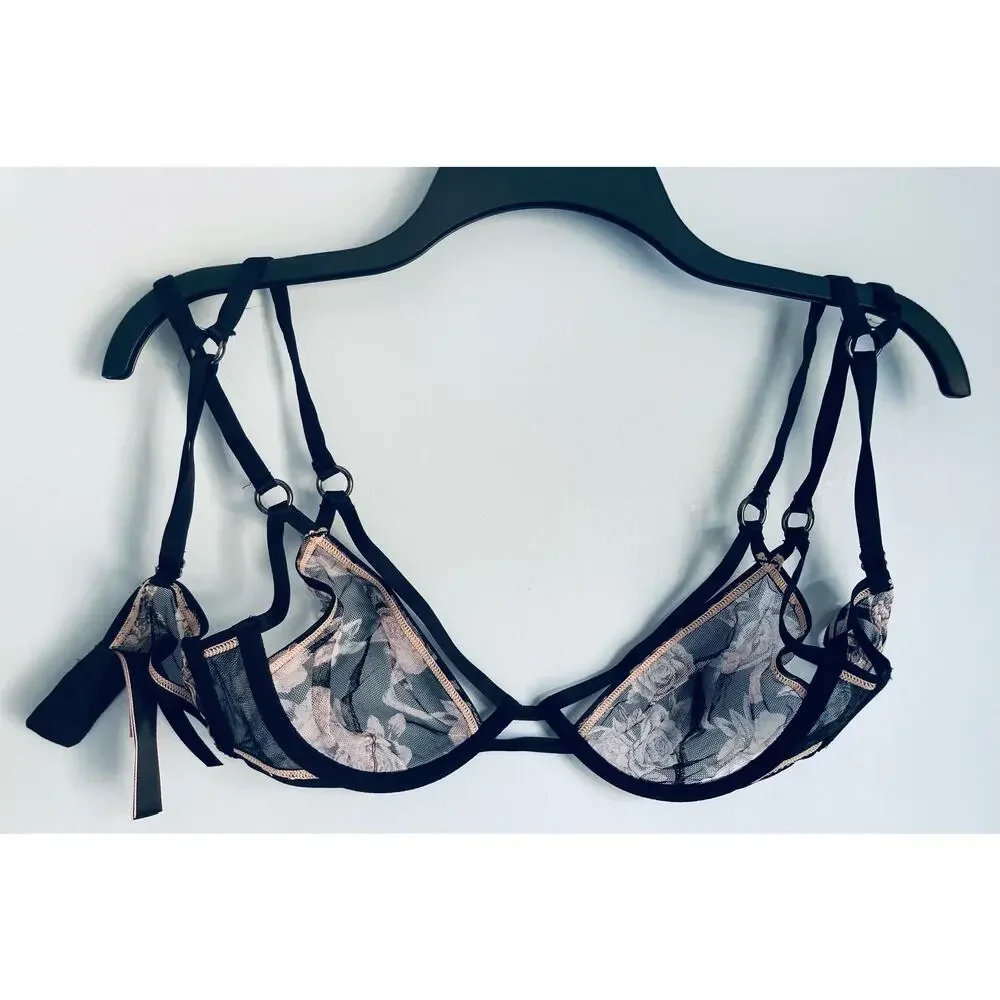 Victoria's Secret Unlined Bra 32D Floral Coquette Whimsigoth